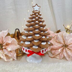 Christmas Gingerbread Star Cookie Tree on Cake Stand  Figure Holiday Decor New